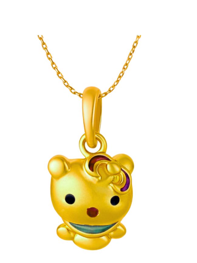 Cute Teddy Bear Gold Pendant For Kids