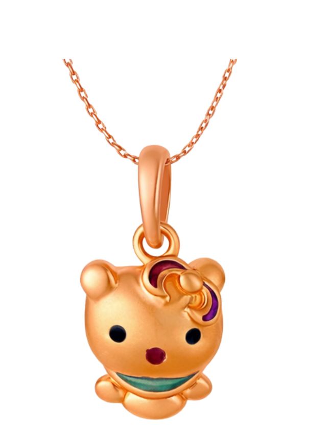 Cute Teddy Bear Gold Pendant For Kids
