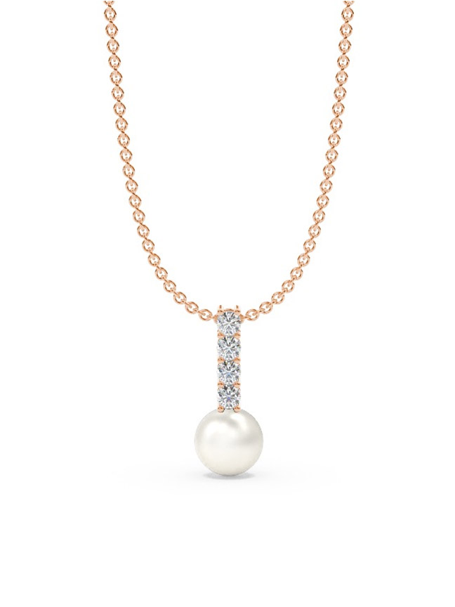 Freshwater Pearl Diamond Accented Drop Pendant