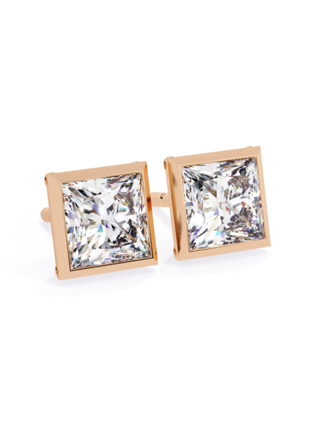 Princess-Cut Bezel Diamond Studs