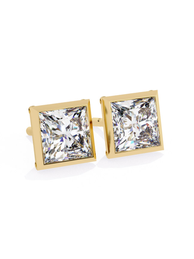 Princess-Cut Bezel Diamond Studs