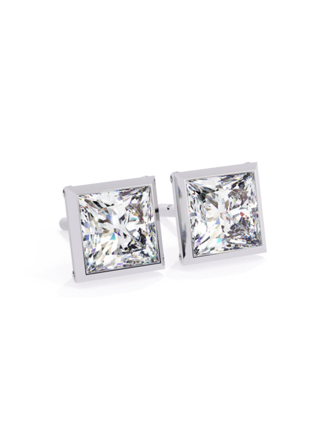 Princess-Cut Bezel Diamond Studs